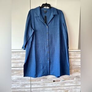 💙 NYCC New York Clothing Co Blue Button Front Tunic Dress 3X